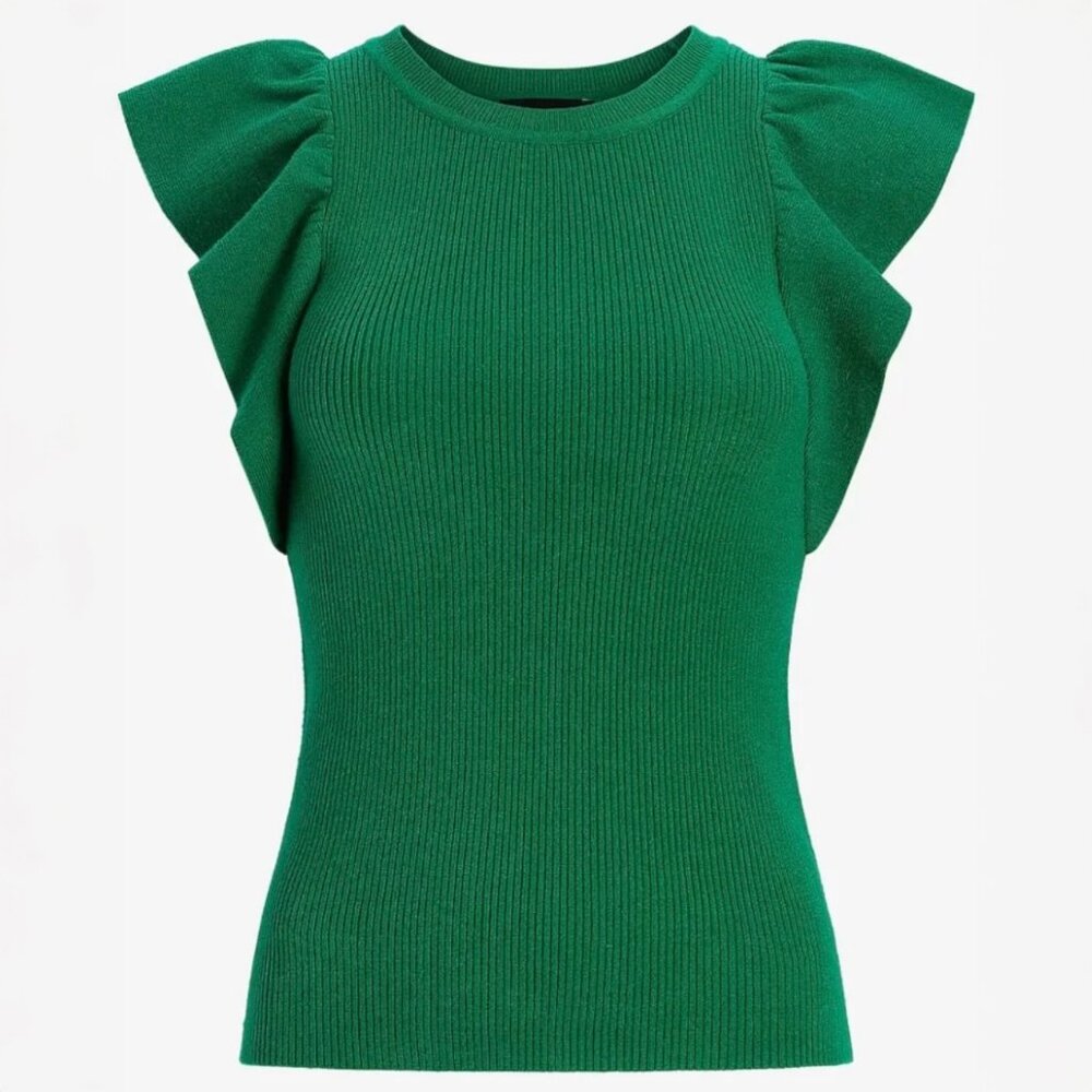 EXPRESS Ruffle Sleeve Crew Neck Sweater Size L